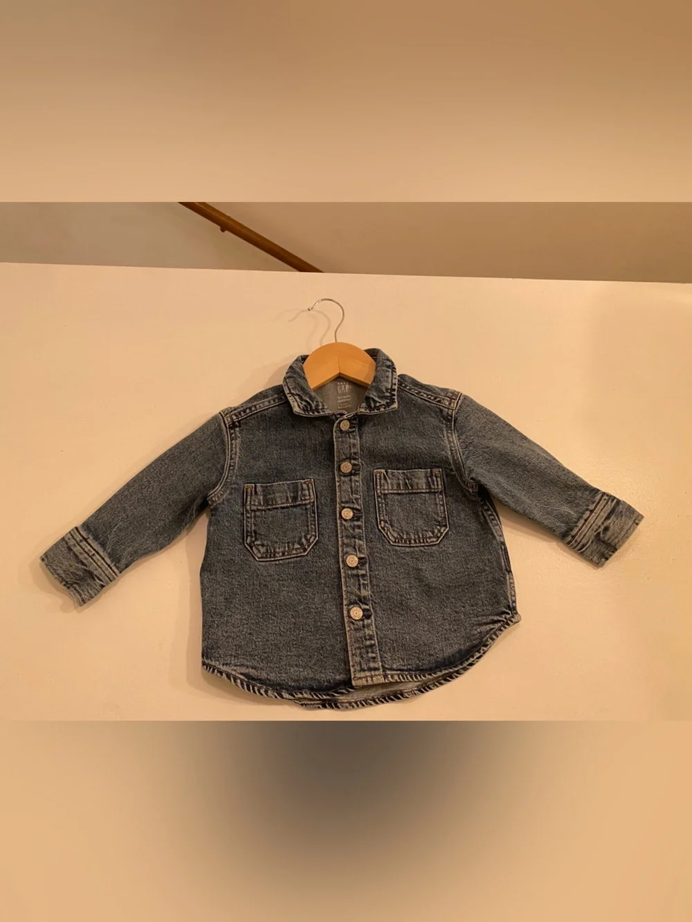 Gap Toddler Boys Blue Acid Wash Denim Button-Up Shirt Jacket